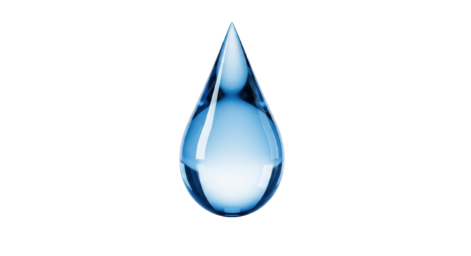 Isolated Clear Water Drop with Reflections, Purity and Cleanliness, Refreshing Nature