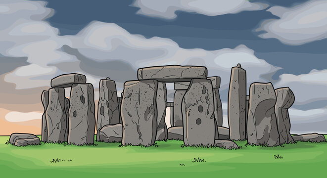 Stonehenge Monument Under Cloudy Sky: Ancient Megalithic Structure in Wiltshire, England - Archaeological Site, Historical Landmark, Mysterious Standing Stones, Cultural Heritage, Travel Destination,