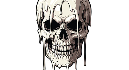 Grinning Skull with Dripping Wax Illustration: Macabre Vector Artwork for Halloween, Horror Themes, Tattoo Designs, Goth Subculture, Death Concepts, and Edgy Fashion Statements - Spooky, Creepy, Bizar