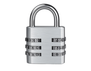  Closed Combination Padlock Securing Digital Data on Transparent Background