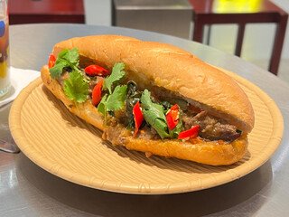 Baguette stuffed with Spicy beef.