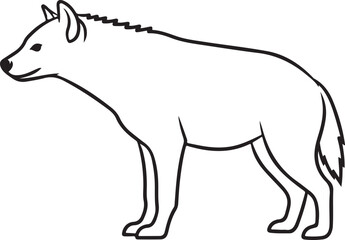 Fototapeta premium Hyena Line Art Illustration Standing in Profile on White Background