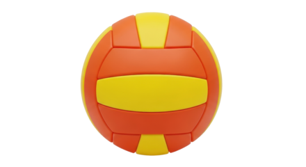 Isolated orange yellow volleyball, close up view; volleyball game, sports equipment outdoors
