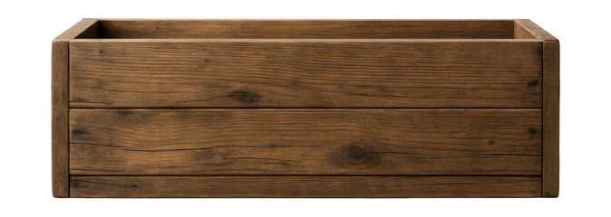 Rectangular wooden planter for balconies, made from reclaimed wood with a rustic finish.