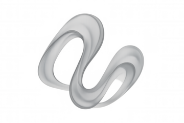 Fluid gray ribbon in an abstract swirl, symbolizing technology, innovation, and sleek design. Isolated against a clear background