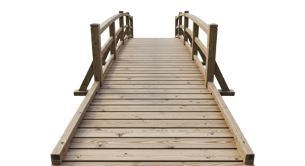 Rustic wooden bridge isolated on transparent background with a simple design