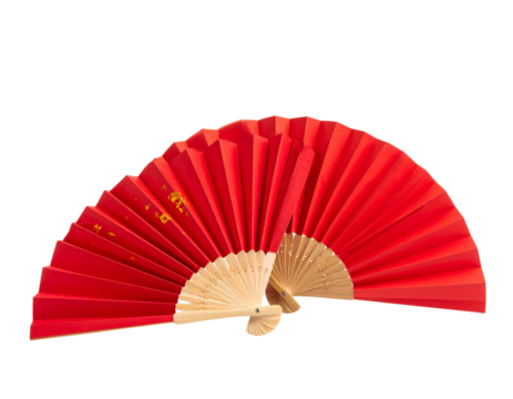 Elegant Cultural Folding Hand Fan Decoration Isolated on Transparent Background