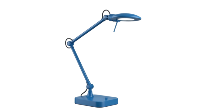 Isolated Blue Adjustable Desk Lamp for Home Office, Modern Style Flexible Task Light, Fixture