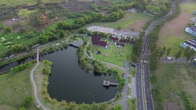 aerial view of the river