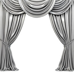 Luxury silver curtain isolated on transparent background