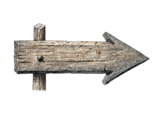 Wooden Arrow Sign Rustic Directional Pointer Wayfinding Guidepost Signpost Navigation Rustic Wood Grain Textured Old Timber Plank Vintage Style Directional Indicator
