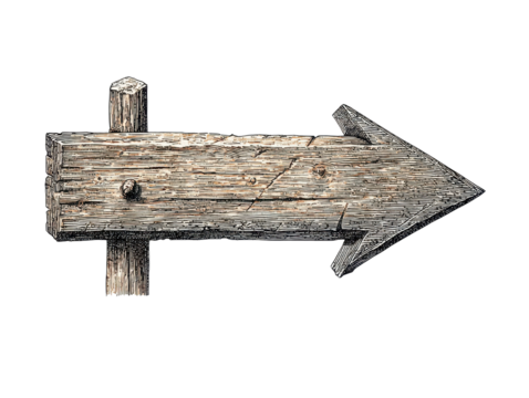Wooden Arrow Sign Rustic Directional Pointer Wayfinding Guidepost Signpost Navigation Rustic Wood Grain Textured Old Timber Plank Vintage Style Directional Indicator