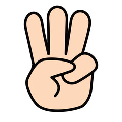 指3本（数字の3）を示す手のシンプルなイラスト