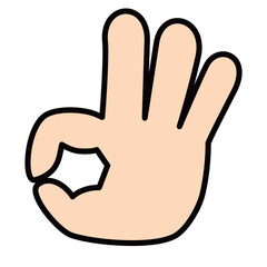 OKサイン（まる、パーフェクト）のシンプルな手のイラスト