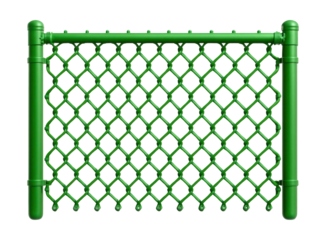 Green vinyl-coated chain-link fence for a home children's play area.