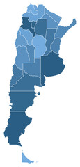 Obraz premium Argentina Maps with Blue Monochrome Color for District Borders American Country