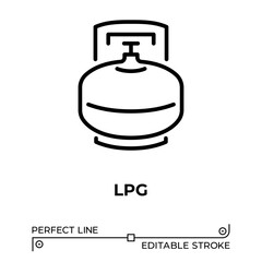 Vector line icon related to Liquified Petroleum Gas (LPG). Perfect Line. Editable Stroke.