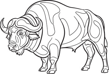 Majestic Buffalo Line Art Illustration
