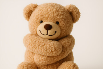Obraz premium Cute Teddy Bear Portrait: Furry Friend, Hugs, Comfort, and Childhood Joy