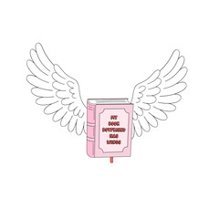 Book with Angel Wings Book Boyfriend Clipart, Cute Bookish V-Day Cozy Reading Lover Club Retro Aesthetic Illustration for T-Shirt Design, Scrapbooking and Stickers