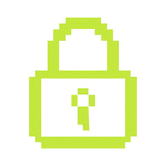 Obraz premium PNG Pixelated green padlock icon
