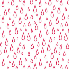 Seamless Pattern of Red Raindrops on a White Background