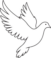 Minimalist Outline Drawing of a Flying White Dove
