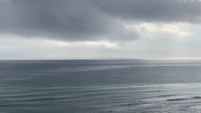 4K aeriel ocean view A beautiful shot of Martil beach, an empty lonely beach of Morocco