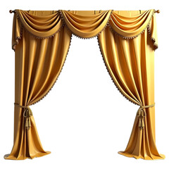Luxury Golden curtain isolated on transparent background
