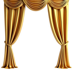 Luxury Golden curtain isolated on transparent background