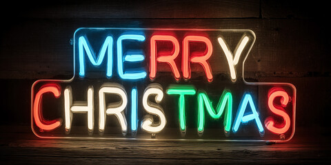 Obraz premium Blinking Christmas lights forming Merry Christmas text