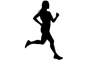 ランニングする女性のシルエット2