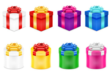 gift box with bow and ribbon present for holiday vector illustration object icons