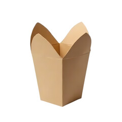 Brown paper food container isolated on transparent background