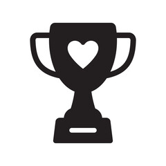 Trophy Cup with Heart Icon – Love and Achievement Icon, Award and Recognition Symbol.