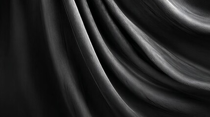 Obraz premium A Captivating Grayscale Elegance of Cascading Fabric with Dramatic Curves and Textured Folds
