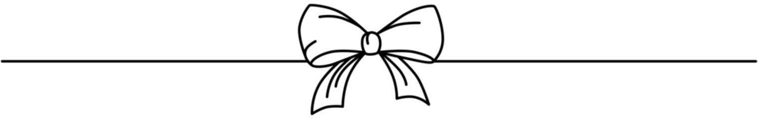 Hand drawn girly coquette bow ribbon. Vector stock illustration isolated on transparent background for design template birthday, wedding, Christmas card, invitation, sale banner