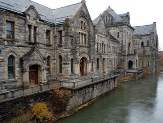 Obraz premium The historic architecture and riverfront of Utica, New York
