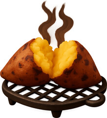 김오르는갓구운노란고구마3D일러스트
