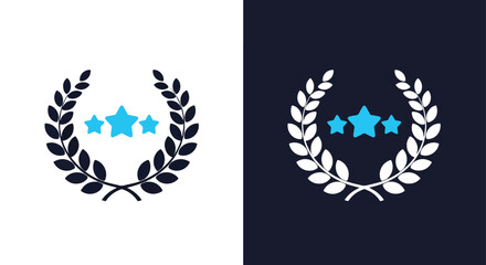 Award laurels with glowing stars icon set for business success and recognition -  Glyph solid icon - Editable modern style icon.