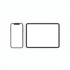 Minimalist Smartphone and Tablet Mockup with Blank White Screen on White Background