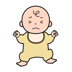 泣き出しそうな赤ちゃんの全身のイラスト