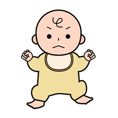 怒っている赤ちゃんの全身のイラスト