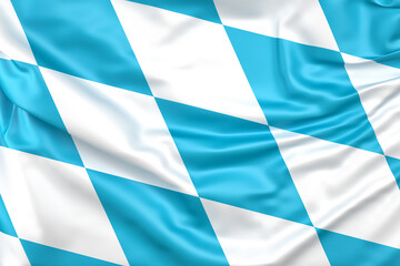 Ruffled Flag of Bavaria, Free State of Bavaria, Germany. 3D Rendering