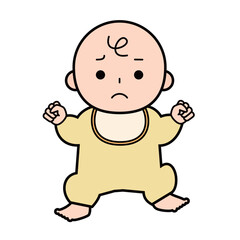困っている赤ちゃんの全身のイラスト
