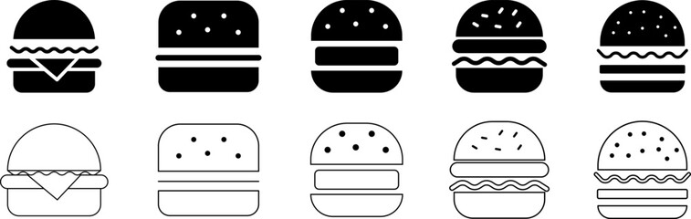 Collection of stylized potted cacti in black and white outlines