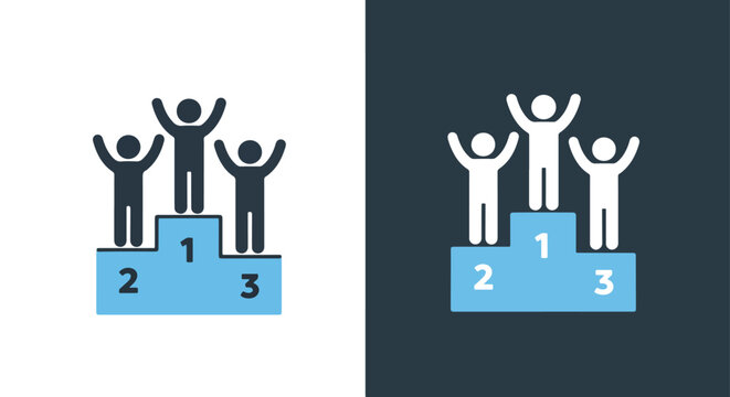 Sports podium icons set winners first second third place competition victory achievement -  Glyph solid icon - Editable modern style icon.