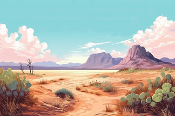 Monument Valley Arizona USA Vector wallpaper Southwest Landscape Illustration Travel Landmark Clipart featuring red sandstone formations and desert landscape Perfect for travel poster © Evan