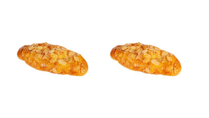 Fresh Rose Croissant with Almonds on transparent Background