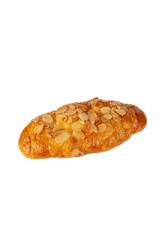 Fresh Rose Croissant with Almonds on transparent Background
